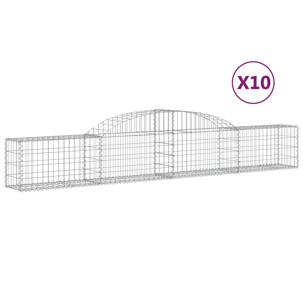 vidaXL Συρματοκιβώτια Τοξωτά 10 τεμ. 300x30x40/60 εκ. Γαλβαν. Ατσάλι