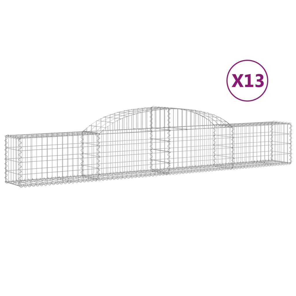 vidaXL Συρματοκιβώτια Τοξωτά 13 τεμ. 300x30x40/60 εκ. Γαλβαν. Ατσάλι