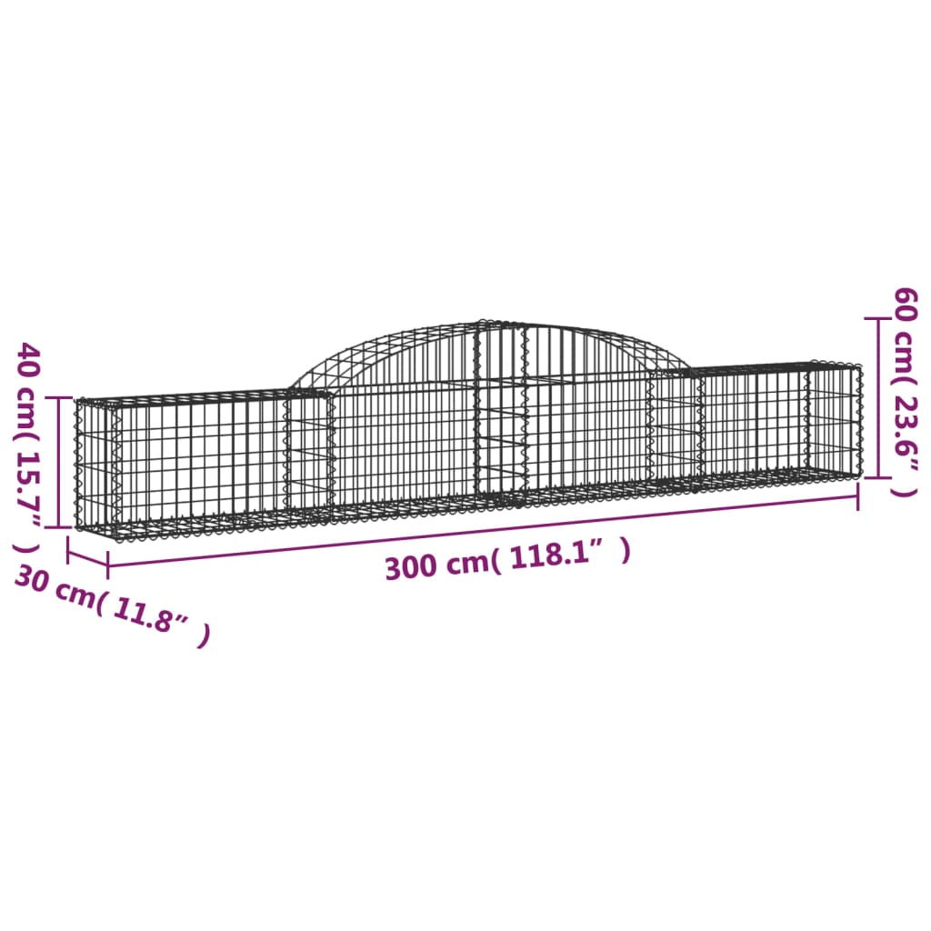 vidaXL Συρματοκιβώτια Τοξωτά 13 τεμ. 300x30x40/60 εκ. Γαλβαν. Ατσάλι