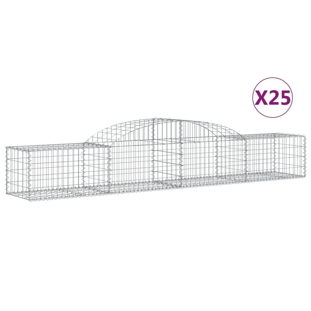 vidaXL Συρματοκιβώτια Τοξωτά 25 τεμ. 300x50x40/60 εκ. Γαλβαν. Ατσάλι