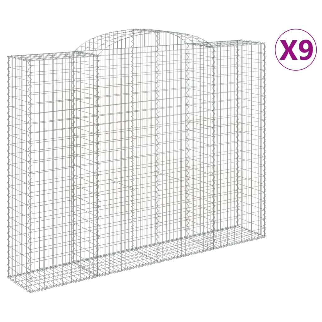vidaXL Συρματοκιβώτια Τοξωτά 9 τεμ. 300x50x220/240 εκ. Γαλβαν. Ατσάλι