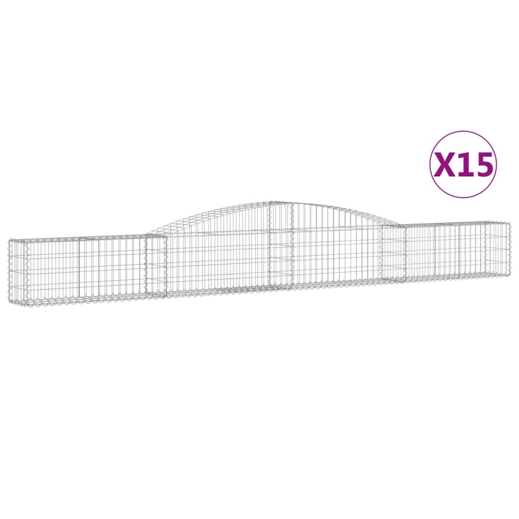 vidaXL Συρματοκιβώτια Τοξωτά 15 τεμ. 400x30x40/60 εκ. Γαλβαν. Ατσάλι