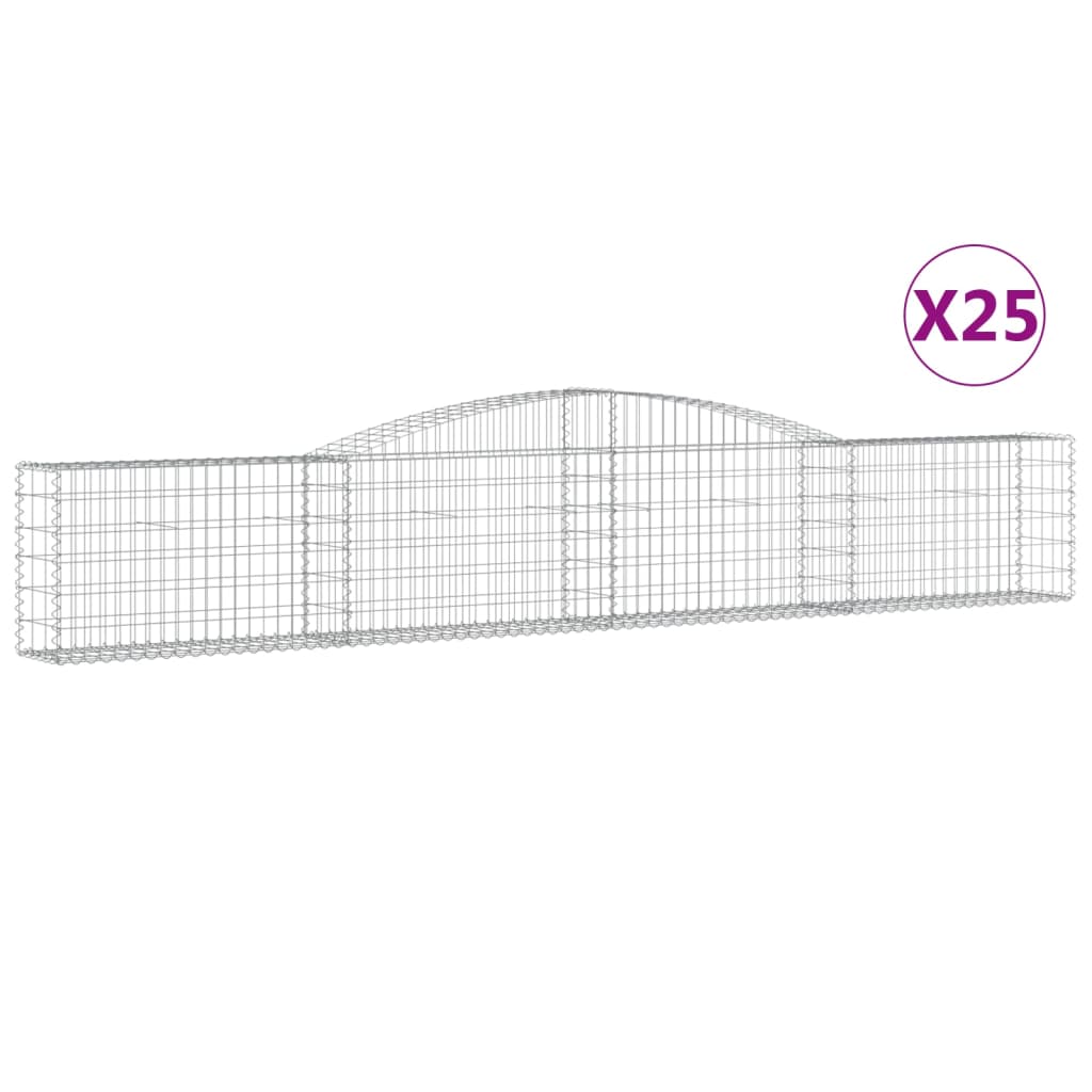 vidaXL Συρματοκιβώτια Τοξωτά 25 τεμ. 400x30x60/80 εκ. Γαλβαν. Ατσάλι