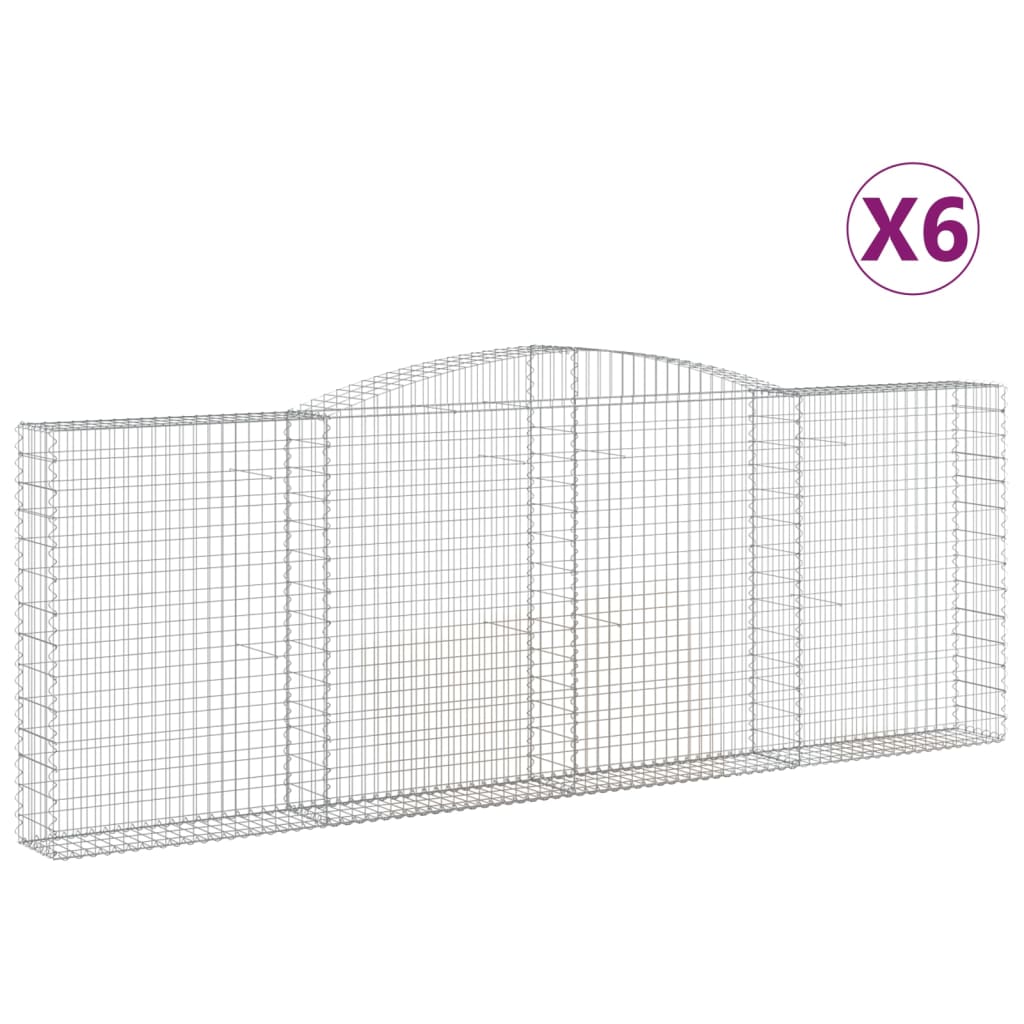 vidaXL Συρματοκιβώτια Τοξωτά 6 τεμ. 400x30x140/160 εκ. Γαλβαν. Ατσάλι