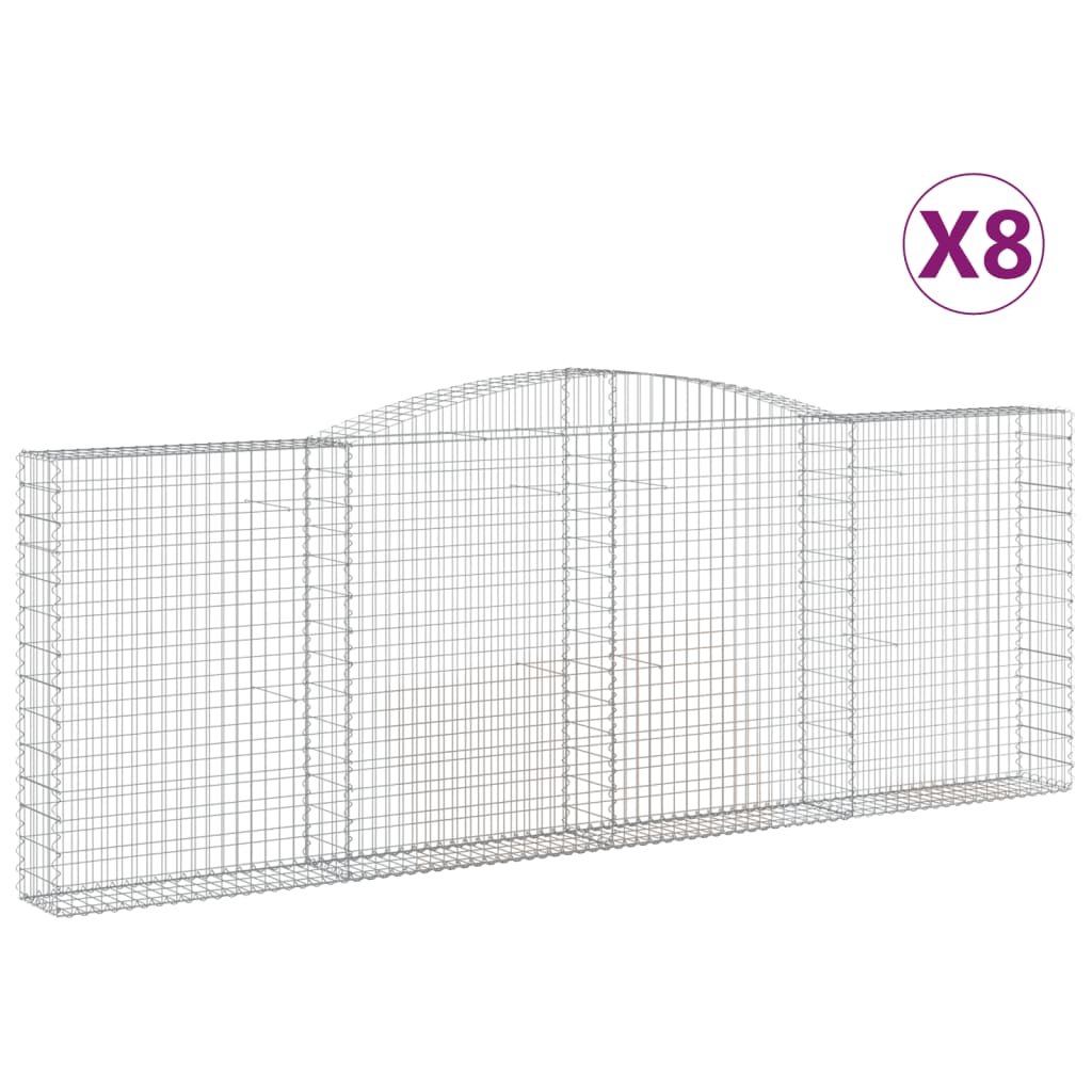 vidaXL Συρματοκιβώτια Τοξωτά 8 τεμ. 400x30x140/160 εκ. Γαλβαν. Ατσάλι