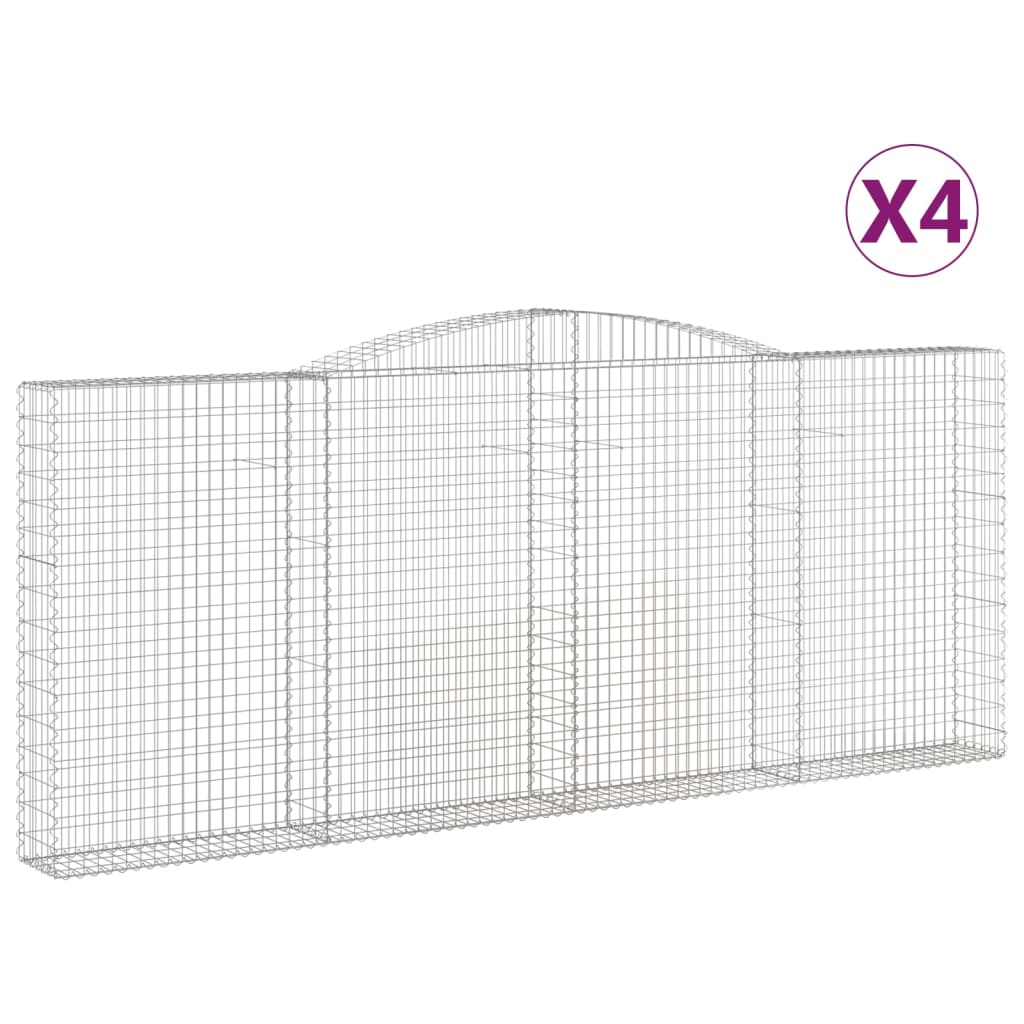 vidaXL Συρματοκιβώτια Τοξωτά 4 τεμ. 400x30x160/180 εκ. Γαλβαν. Ατσάλι