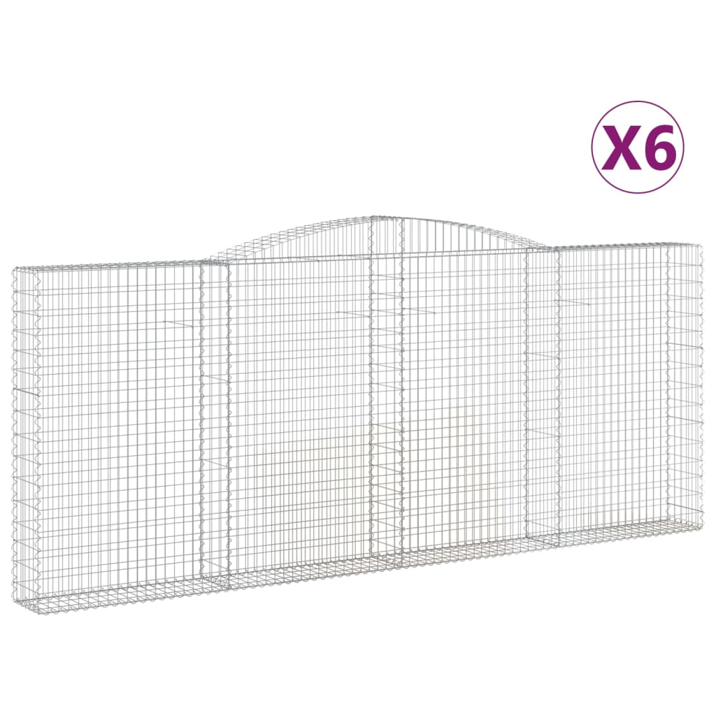 vidaXL Συρματοκιβώτια Τοξωτά 6 τεμ. 400x30x160/180 εκ. Γαλβαν. Ατσάλι