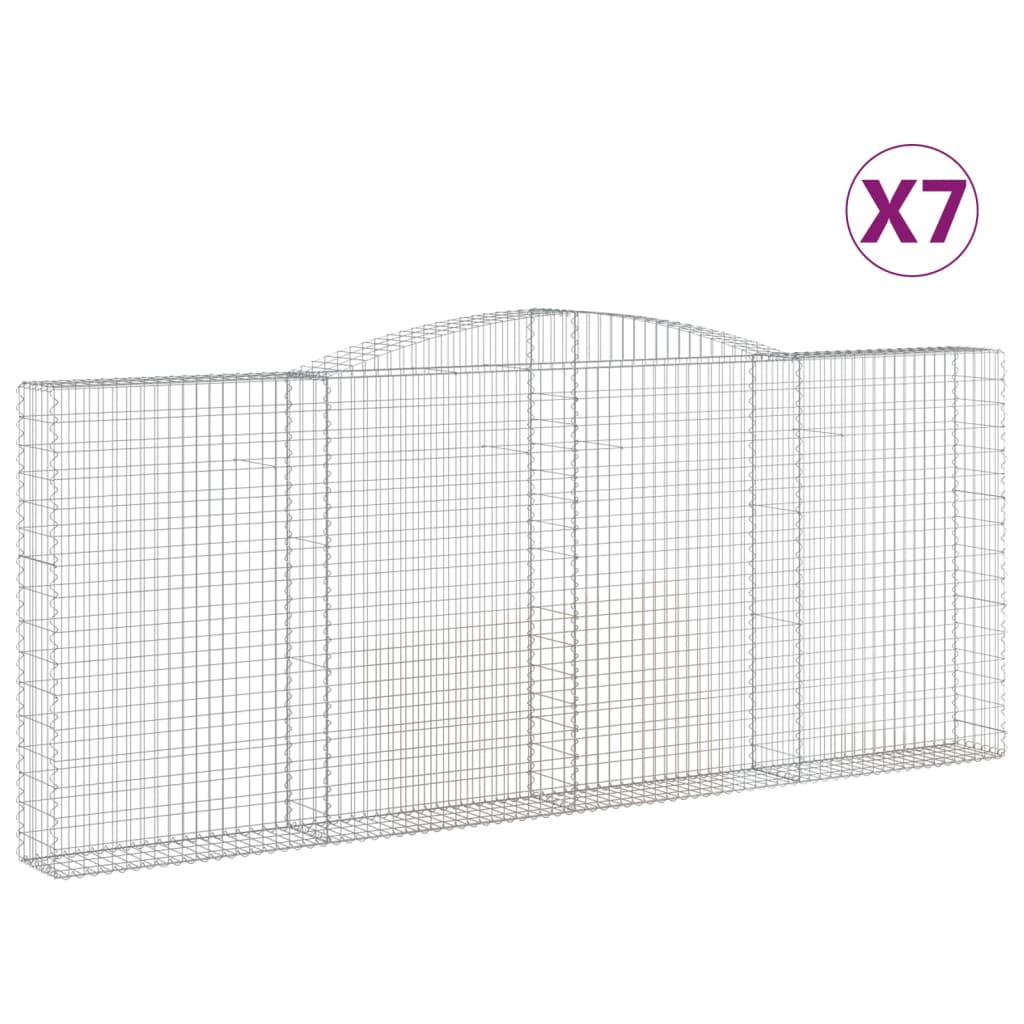 vidaXL Συρματοκιβώτια Τοξωτά 7 τεμ. 400x30x160/180 εκ. Γαλβαν. Ατσάλι