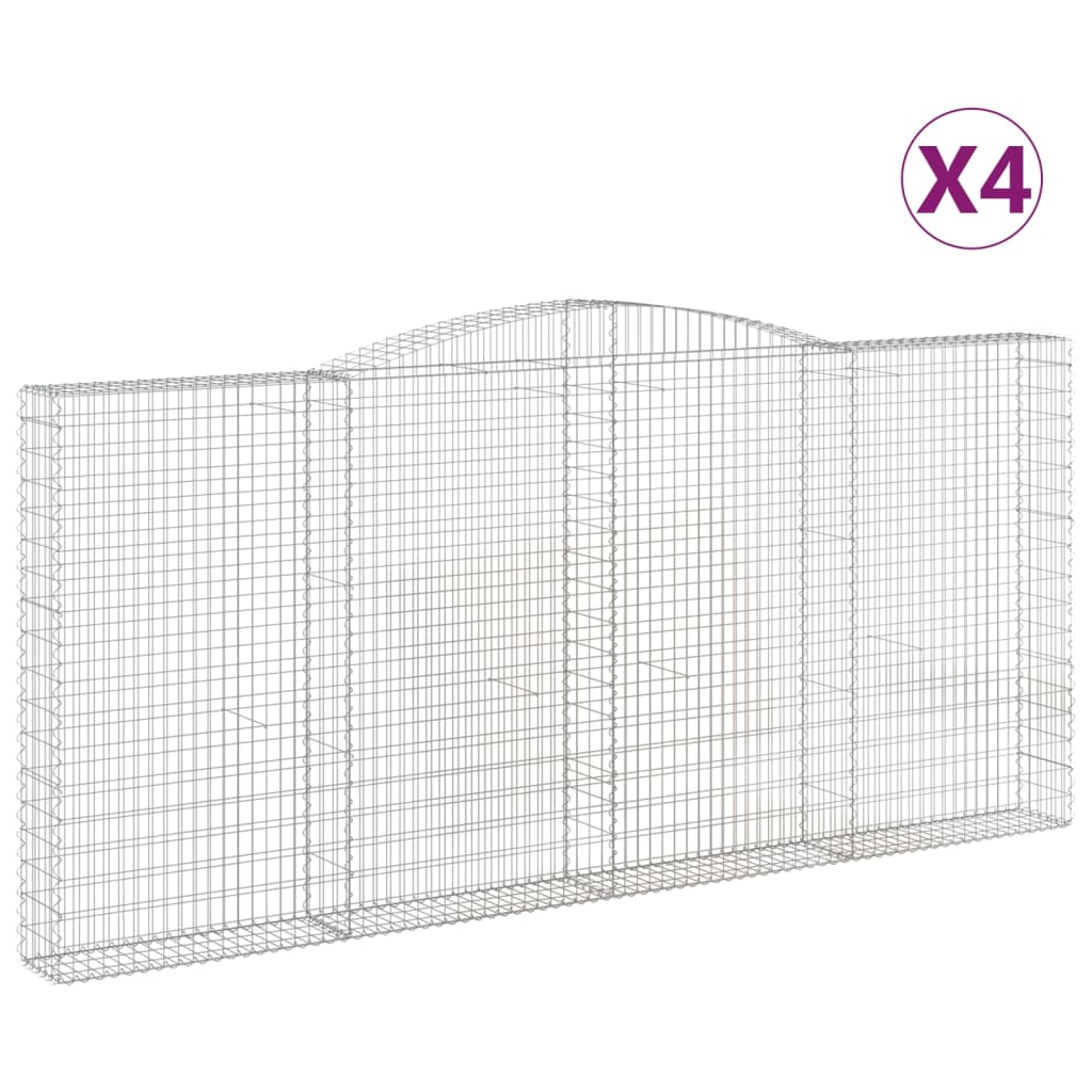 vidaXL Συρματοκιβώτια Τοξωτά 4 τεμ. 400x30x180/200 εκ. Γαλβαν. Ατσάλι