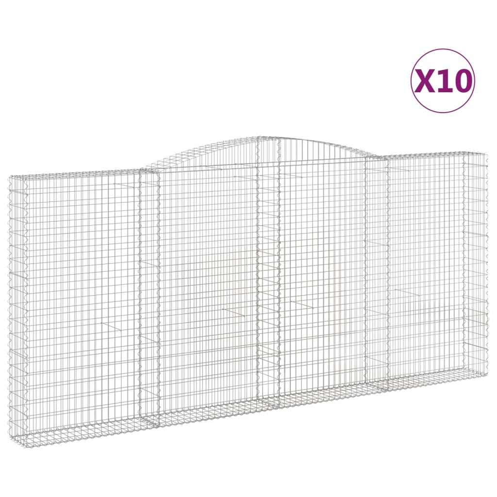 vidaXL Συρματοκιβώτια Τοξωτά 10 τεμ. 400x30x180/200 εκ. Γαλβαν. Ατσάλι