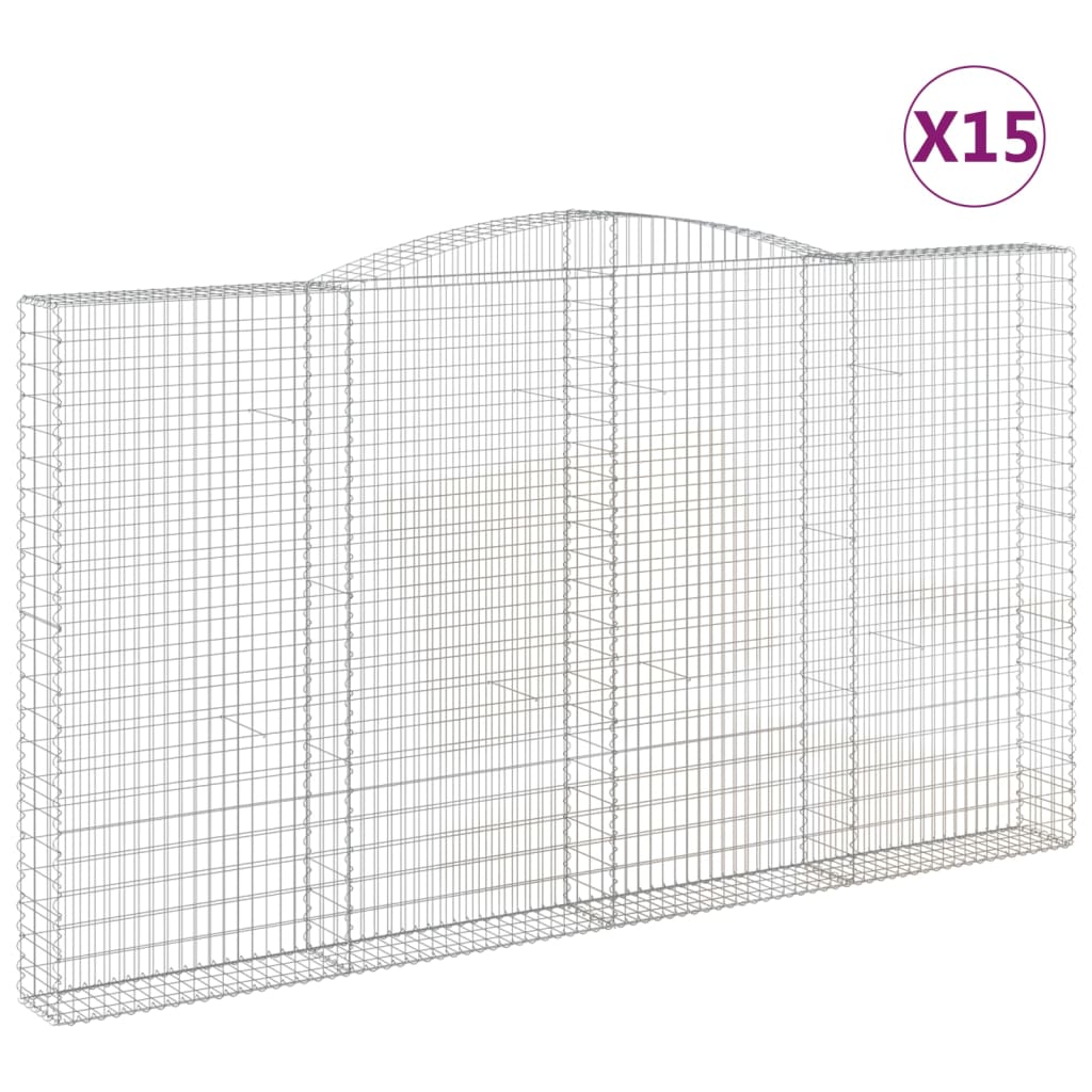 vidaXL Συρματοκιβώτια Τοξωτά 15 τεμ. 400x30x220/240 εκ. Γαλβαν. Ατσάλι