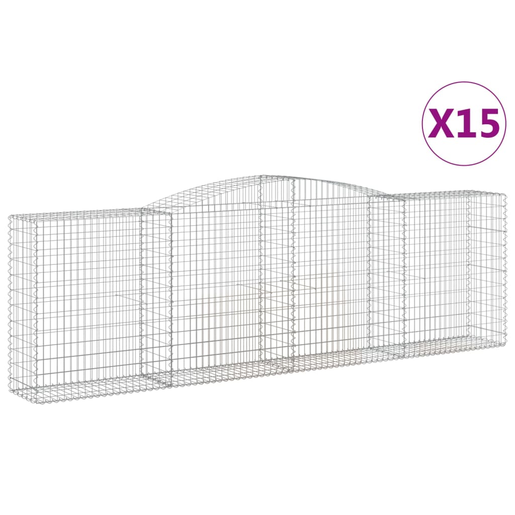 vidaXL Συρματοκιβώτια Τοξωτά 15 τεμ. 400x50x120/140 εκ. Γαλβαν. Ατσάλι