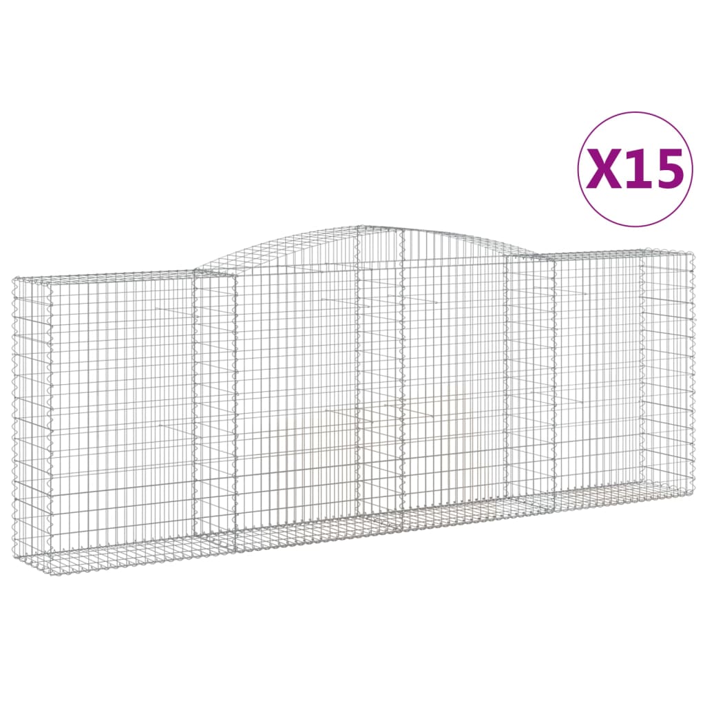 vidaXL Συρματοκιβώτια Τοξωτά 15 τεμ. 400x50x140/160 εκ. Γαλβαν. Ατσάλι