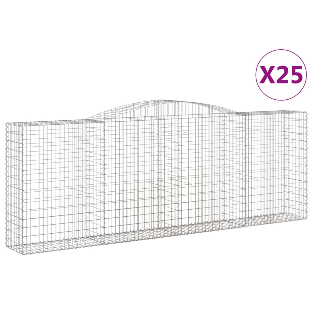 vidaXL Συρματοκιβώτια Τοξωτά 25 τεμ. 400x50x140/160 εκ. Γαλβαν. Ατσάλι