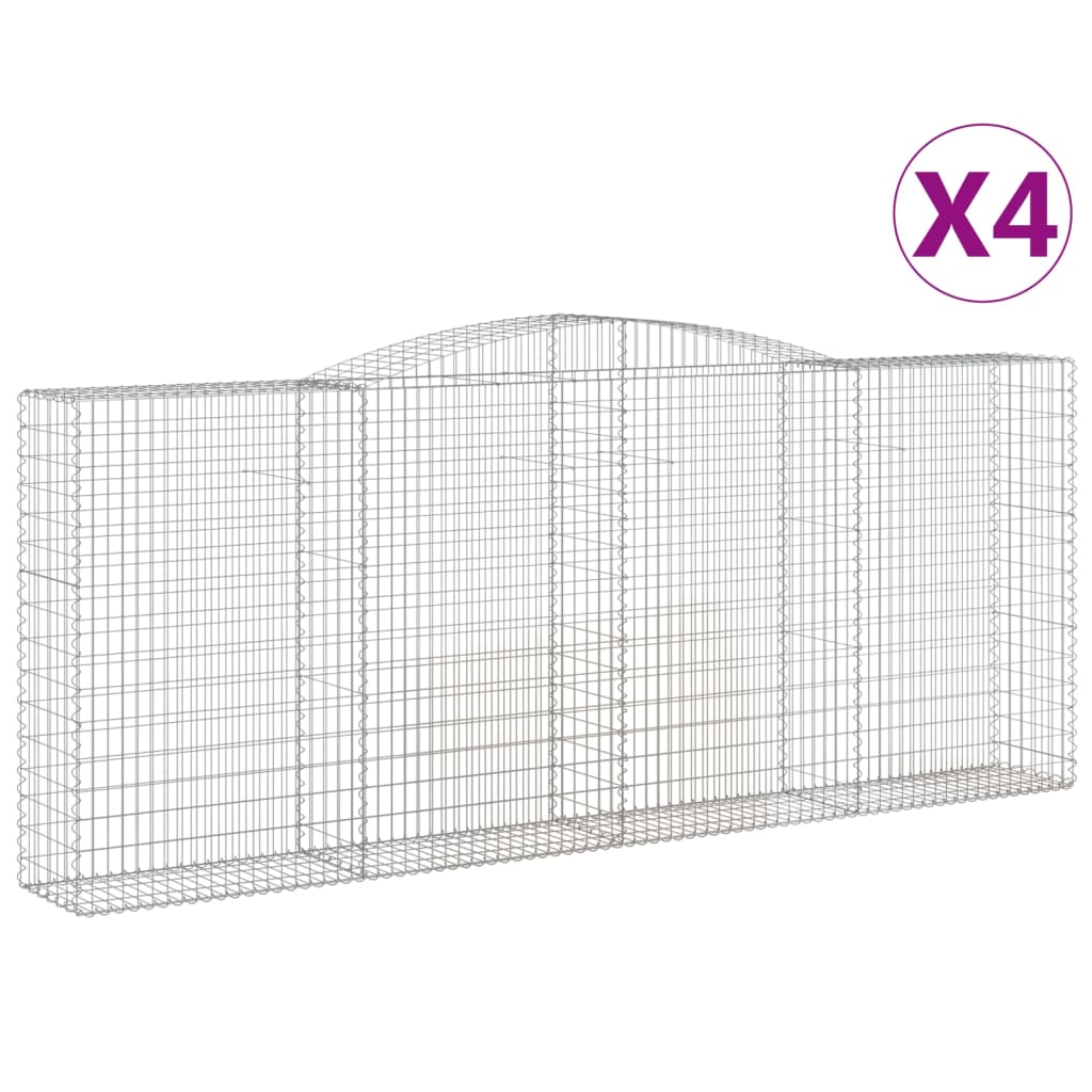 vidaXL Συρματοκιβώτια Τοξωτά 4 τεμ. 400x50x160/180 εκ. Γαλβαν. Ατσάλι