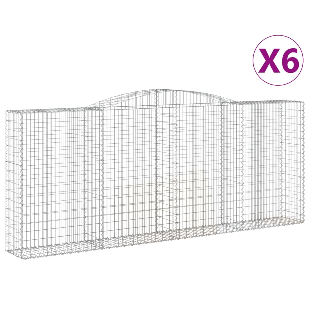 vidaXL Συρματοκιβώτια Τοξωτά 6 τεμ. 400x50x160/180 εκ. Γαλβαν. Ατσάλι