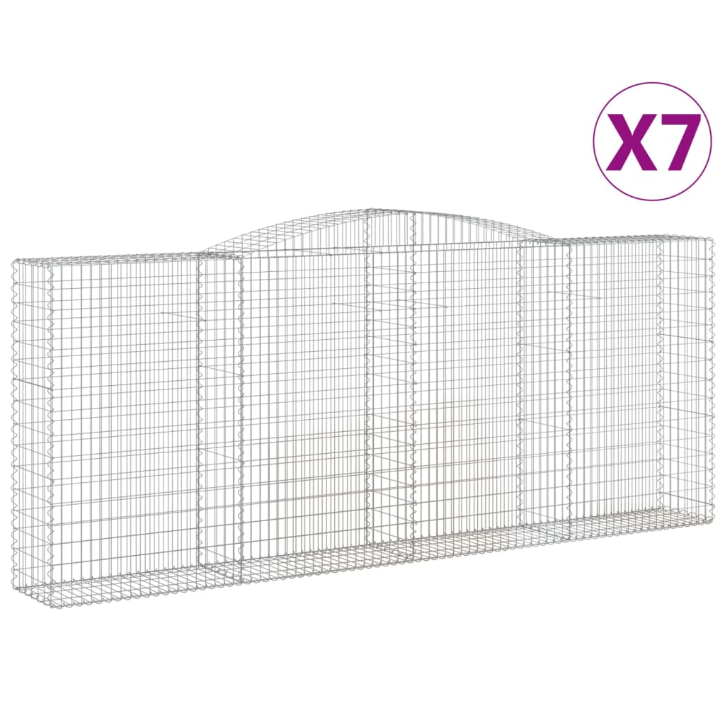 vidaXL Συρματοκιβώτια Τοξωτά 7 τεμ. 400x50x160/180 εκ. Γαλβαν. Ατσάλι