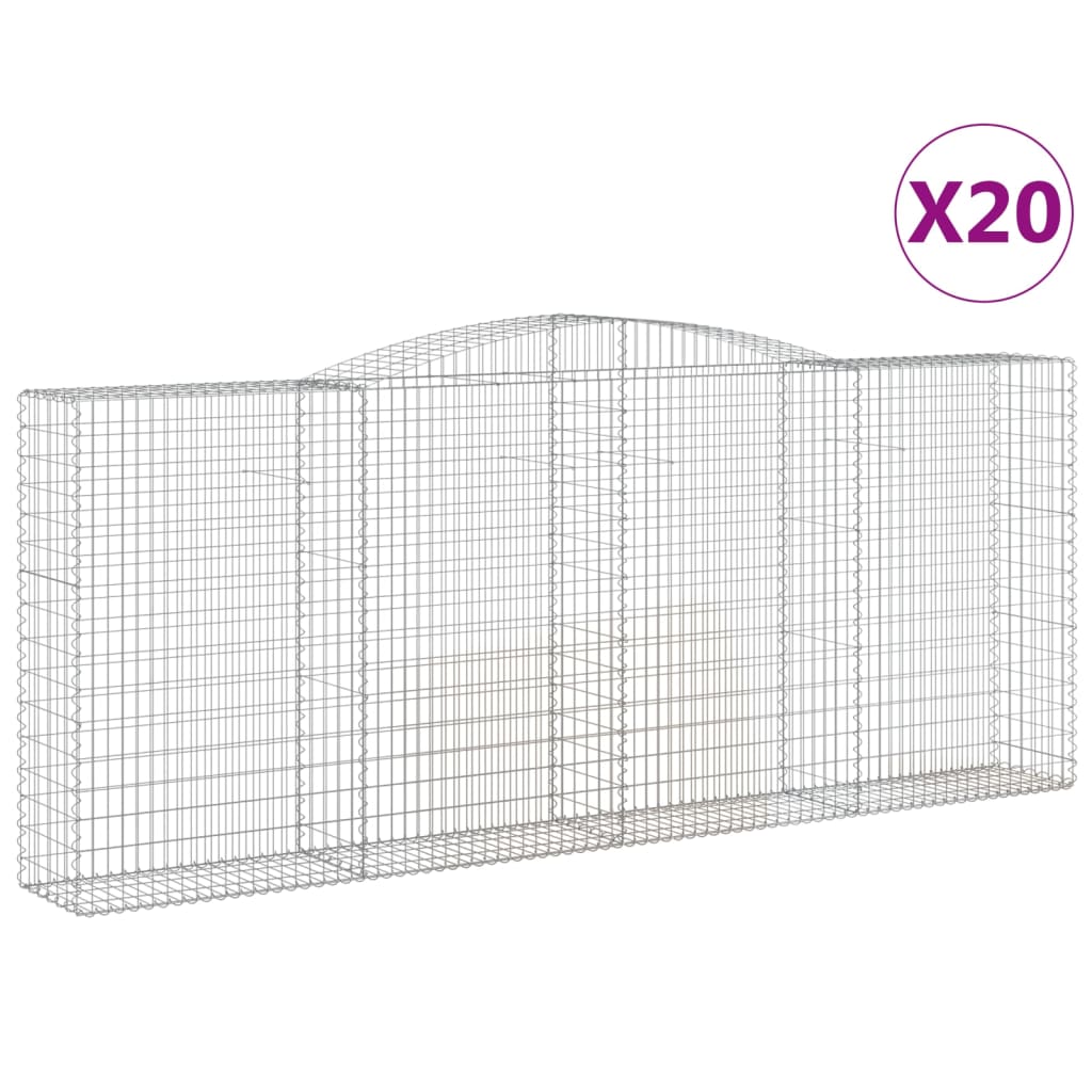 vidaXL Συρματοκιβώτια Τοξωτά 20 τεμ. 400x50x160/180 εκ. Γαλβαν. Ατσάλι