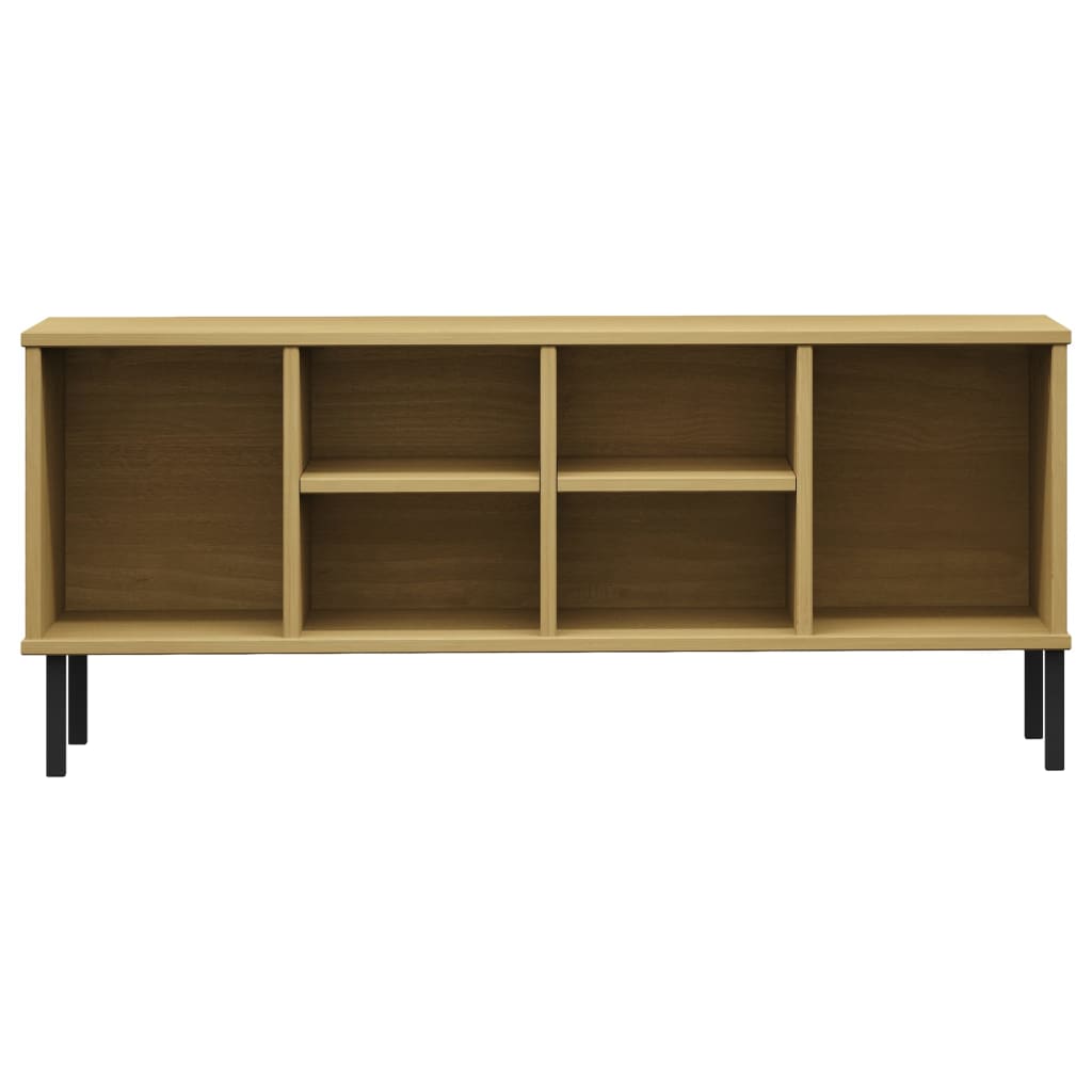 vidaXL Παπουτσοθήκη OSLO Καφέ 106x35x45 εκ. Μασίφ Ξύλο με Μεταλ. Πόδια