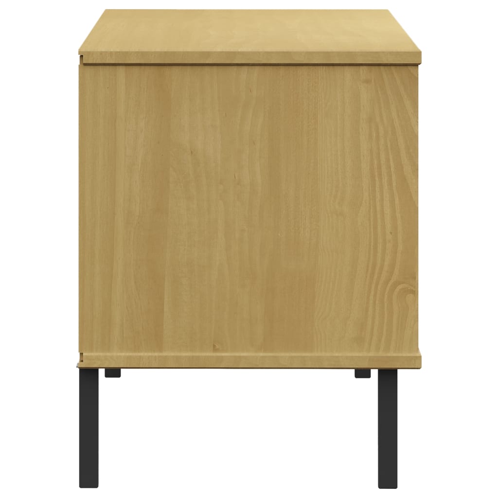 vidaXL Παπουτσοθήκη OSLO Καφέ 106x35x45 εκ. Μασίφ Ξύλο με Μεταλ. Πόδια
