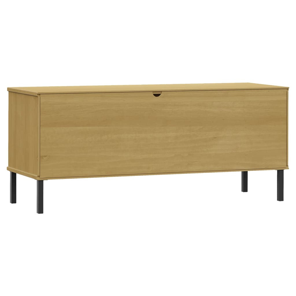 vidaXL Παπουτσοθήκη OSLO Καφέ 106x35x45 εκ. Μασίφ Ξύλο με Μεταλ. Πόδια