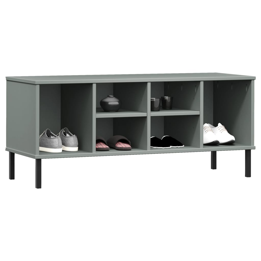 vidaXL Παπουτσοθήκη OSLO Γκρι 106x35x45 εκ. Μασίφ Ξύλο με Μετ. Πόδια