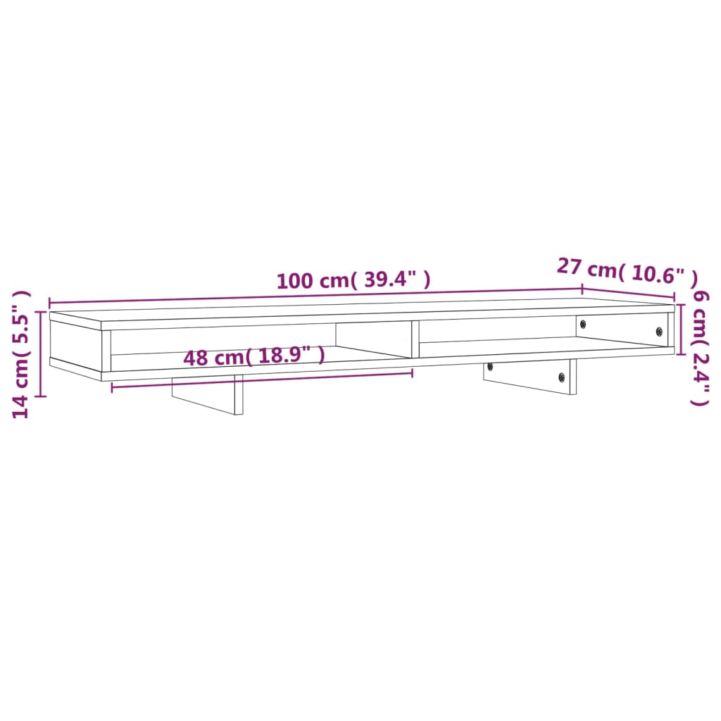 vidaXL Βάση Οθόνης 100x27x14 εκ. από Μασίφ Ξύλο Πεύκου