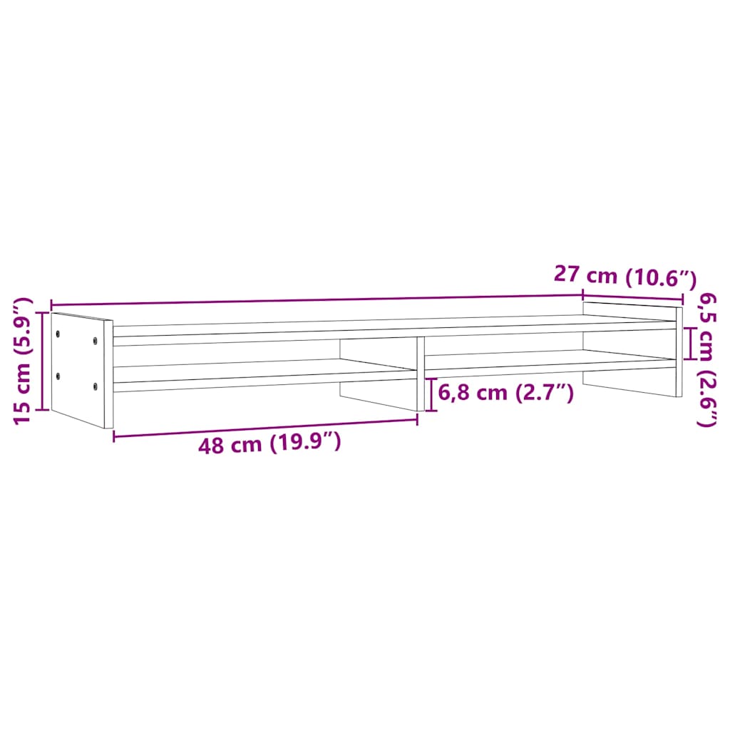 vidaXL Βάση Οθόνης Λευκή 100x27x15 εκ. από Μασίφ Ξύλο Πεύκου