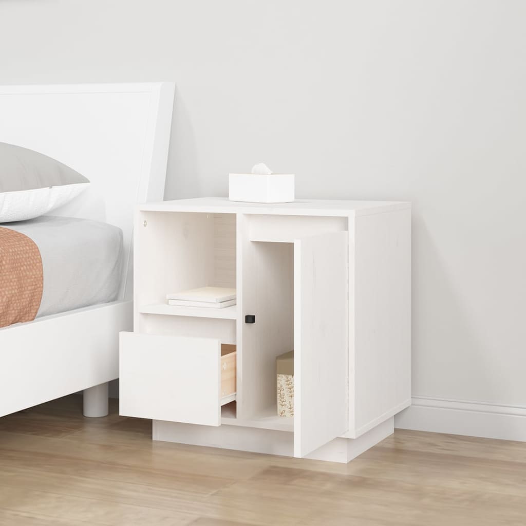 vidaXL Κομοδίνα 2 τεμ. Λευκά 50 x 34 x 50 εκ. από Μασίφ Ξύλο Πεύκου