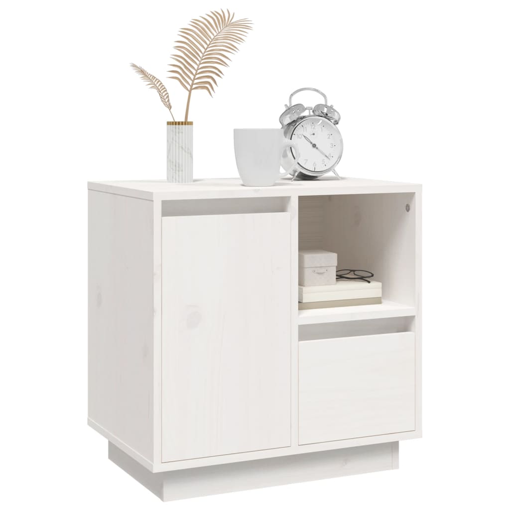 vidaXL Κομοδίνα 2 τεμ. Λευκά 50 x 34 x 50 εκ. από Μασίφ Ξύλο Πεύκου