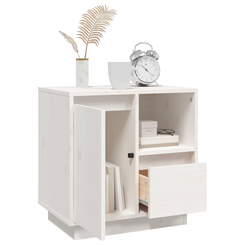 vidaXL Κομοδίνα 2 τεμ. Λευκά 50 x 34 x 50 εκ. από Μασίφ Ξύλο Πεύκου