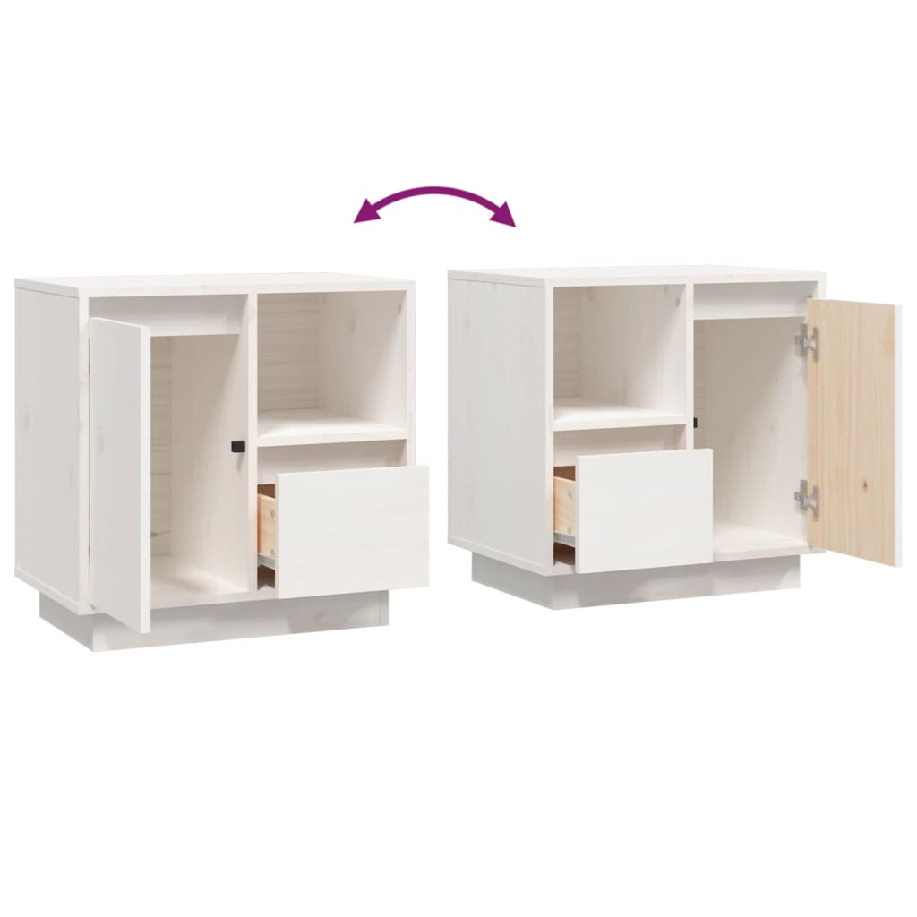 vidaXL Κομοδίνα 2 τεμ. Λευκά 50 x 34 x 50 εκ. από Μασίφ Ξύλο Πεύκου