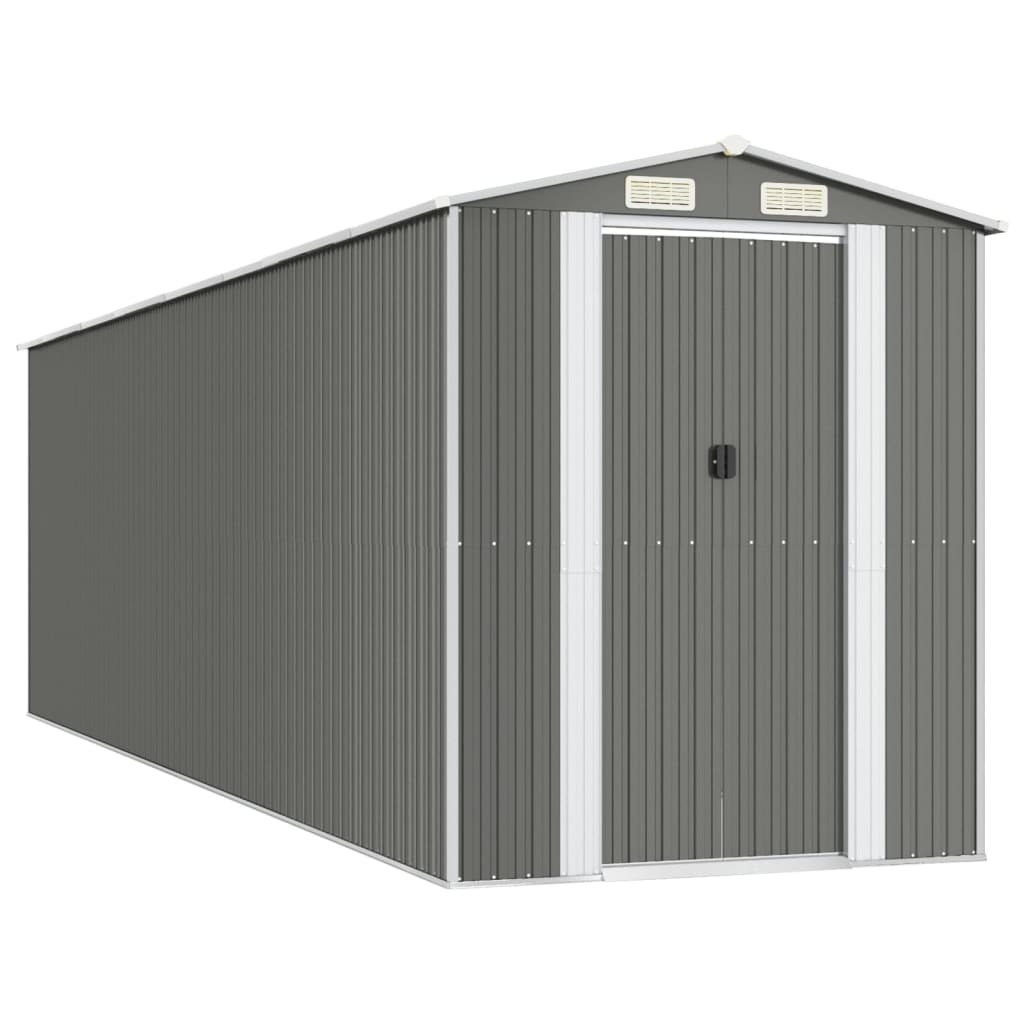 vidaXL Αποθήκη Κήπου Ανοιχτό γκρι 192x689x223 εκ. Γαλβανισμένο Ατσάλι