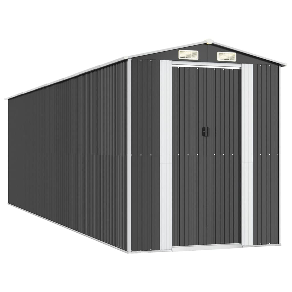 vidaXL Αποθήκη Κήπου Ανθρακί 192x689x223 εκ. Γαλβανισμένο Ατσάλι