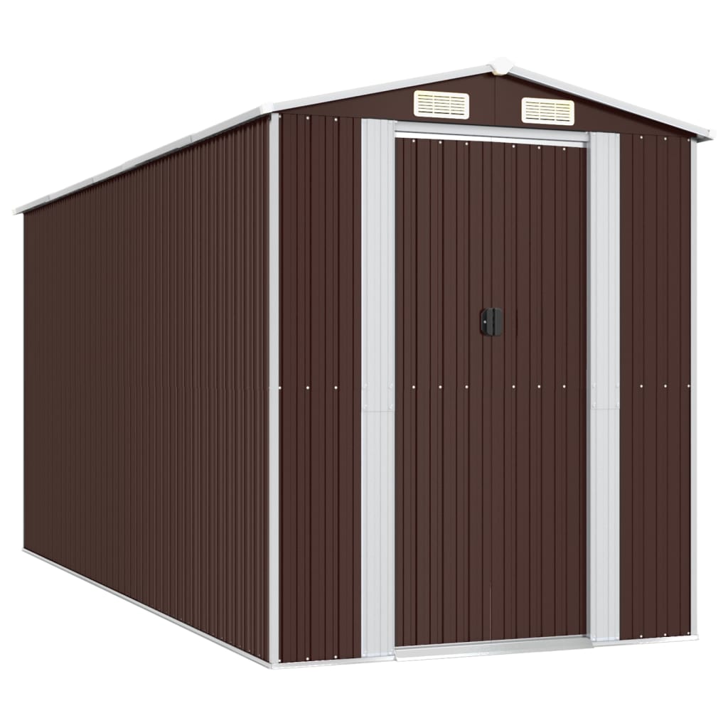 vidaXL Αποθήκη Κήπου Σκούρο καφέ 192x440x223 εκ. Γαλβανισμένο Ατσάλι