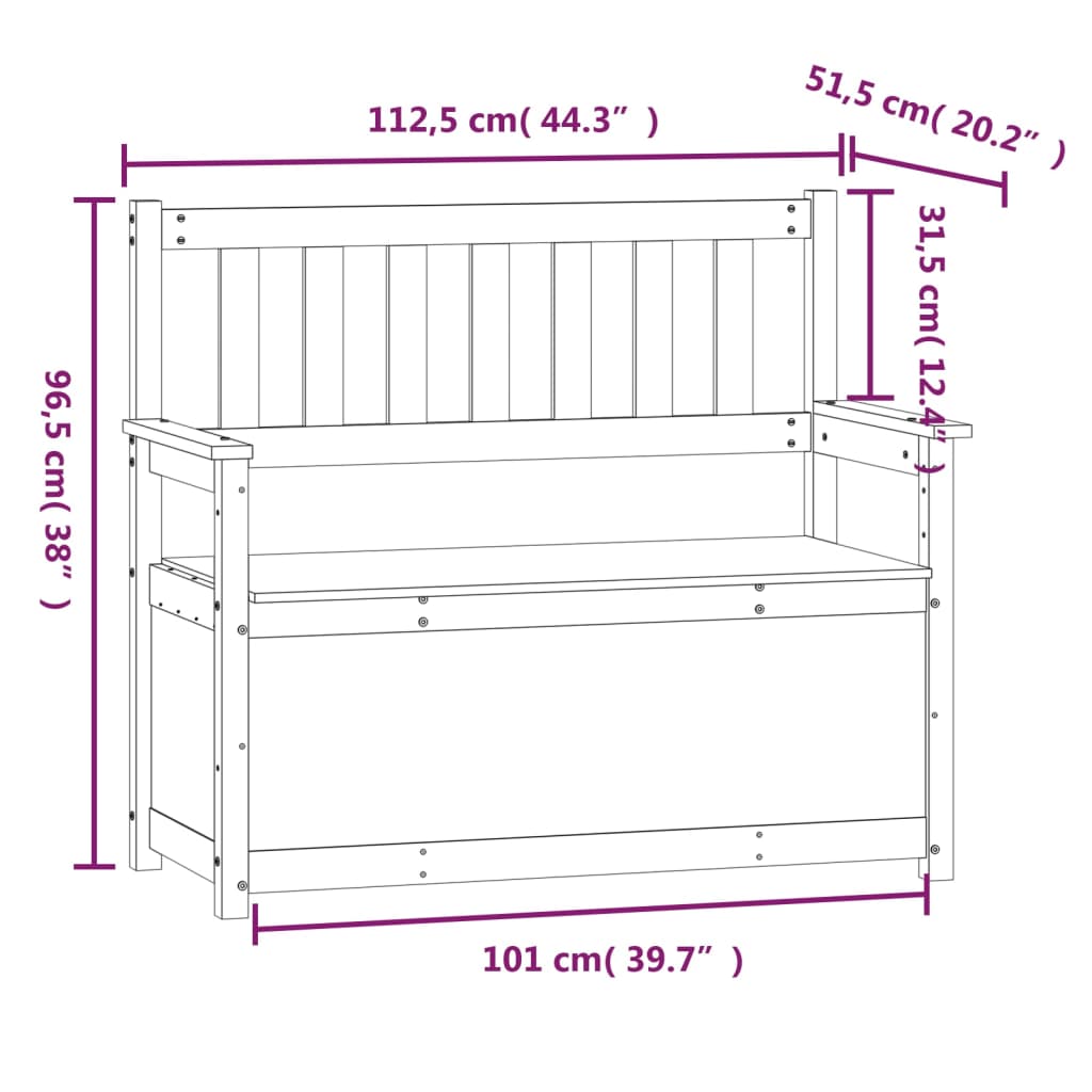 vidaXL Παγκάκι Μελί Καφέ 112,5 x 51,5 x 96,5 εκ. από Μασίφ Ξύλο Πεύκου
