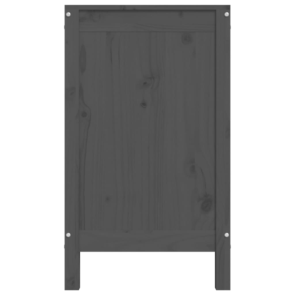 vidaXL Καλάθι Ρούχων Γκρι 88,5x44x76 εκ. από Μασίφ Ξύλο Πεύκου