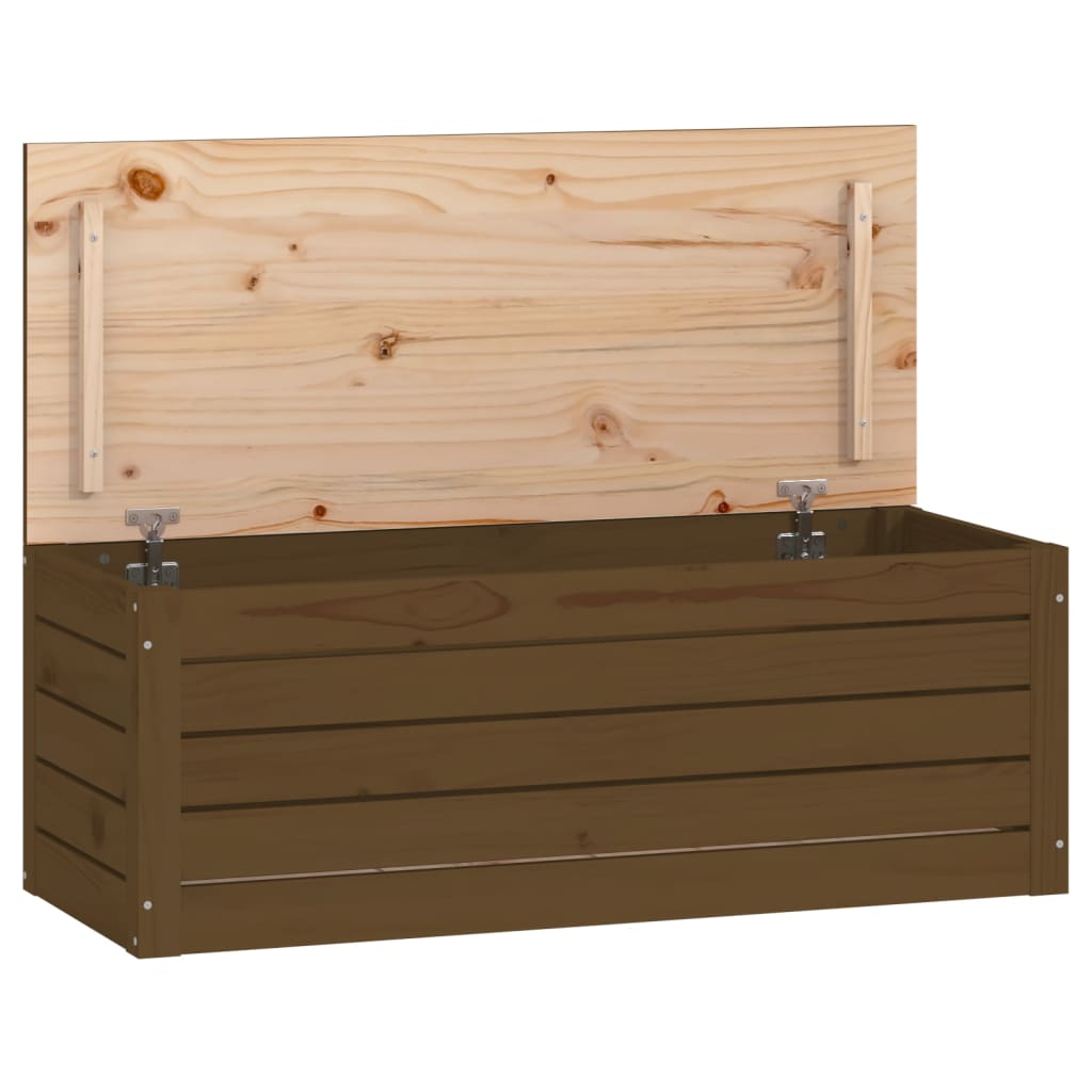 vidaXL Κουτί Αποθήκευσης Καφέ Μελί 89x36,5x33 εκ. Μασίφ Ξύλο Πεύκου