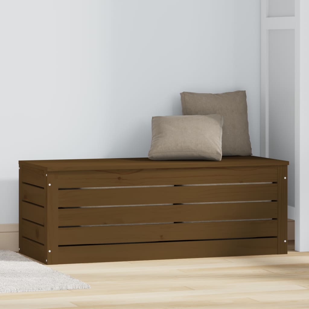 vidaXL Κουτί Αποθήκευσης Καφέ Μελί 89x36,5x33 εκ. Μασίφ Ξύλο Πεύκου