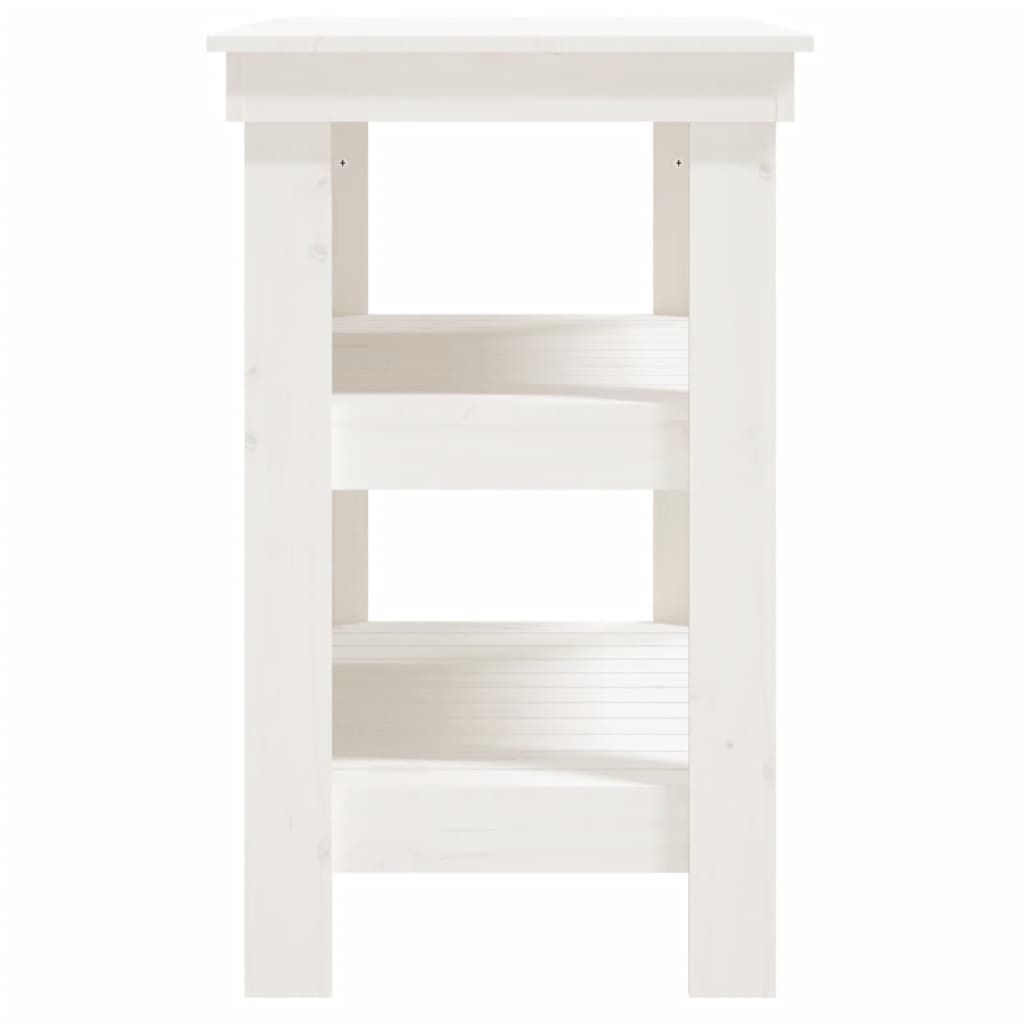 vidaXL Πάγκος Εργασίας Λευκός 78,5x50x80 εκ. από Μασίφ Ξύλο Πεύκου