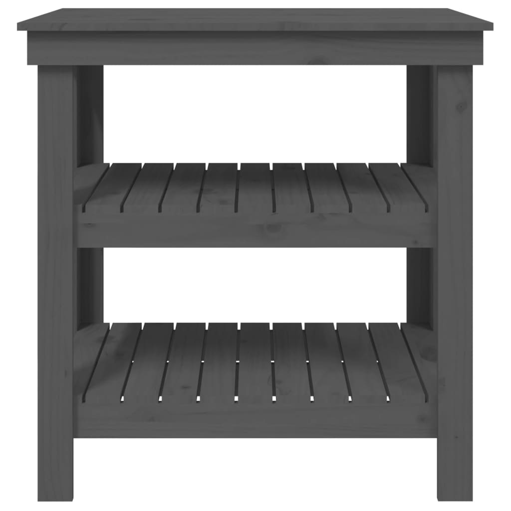 vidaXL Πάγκος Εργασίας Γκρι 78,5x50x80 εκ. από Μασίφ Ξύλο Πεύκου