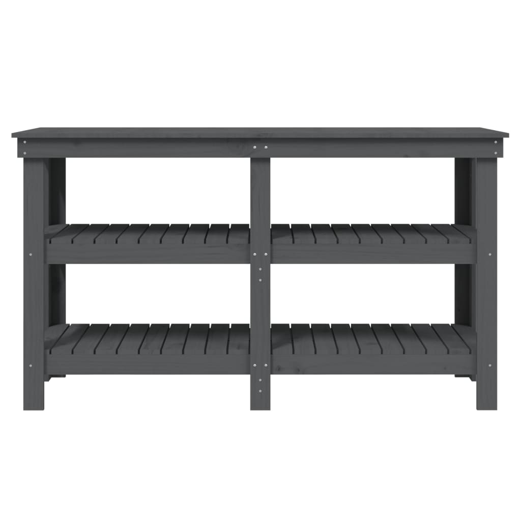 vidaXL Πάγκος Εργασίας Γκρι 142,5 x 50 x 80 εκ. από Μασίφ Ξύλο Πεύκου