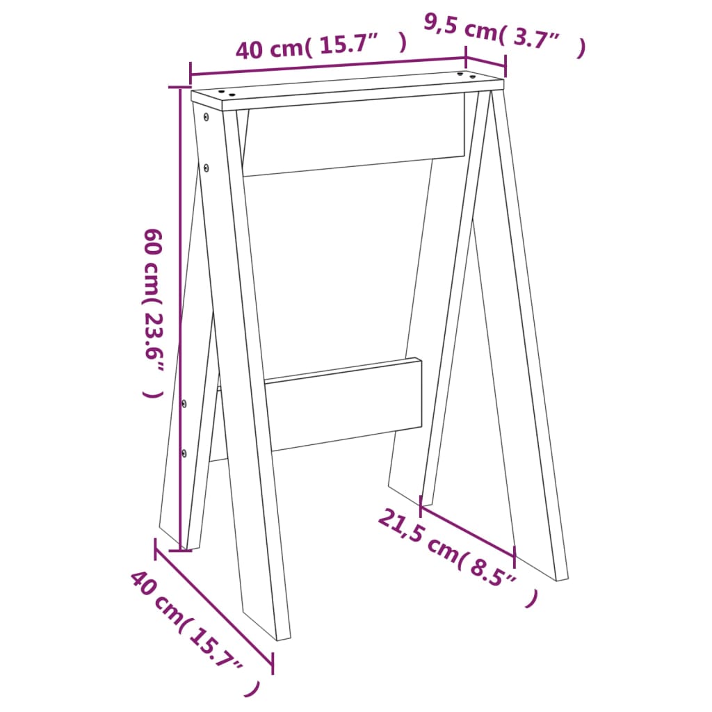 vidaXL Σκαμπό 2 Τεμ. Μαύρα 40x40x60 εκ. από Μασίφ Ξύλο Πεύκου