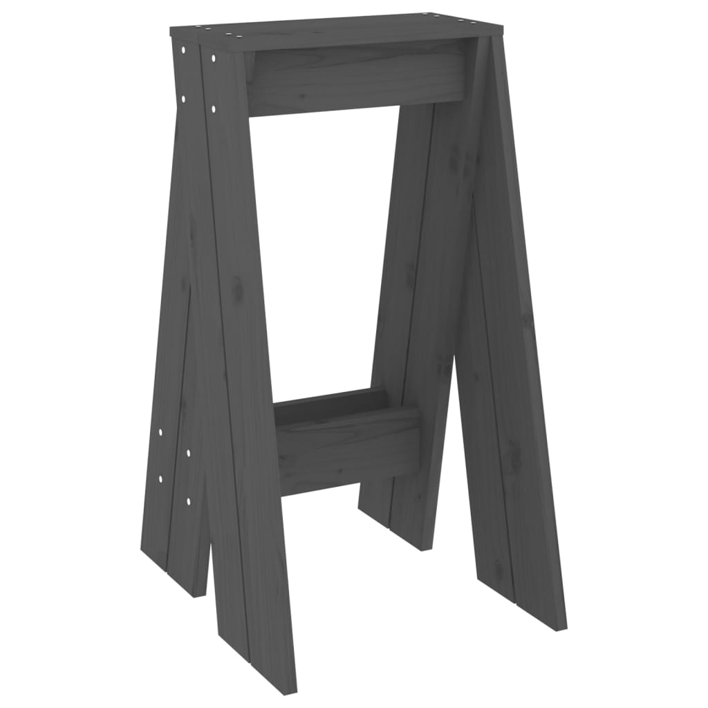vidaXL Σκαμπό 2 Τεμ. Γκρι 40x40x75 εκ. από Μασίφ Ξύλο Πεύκου