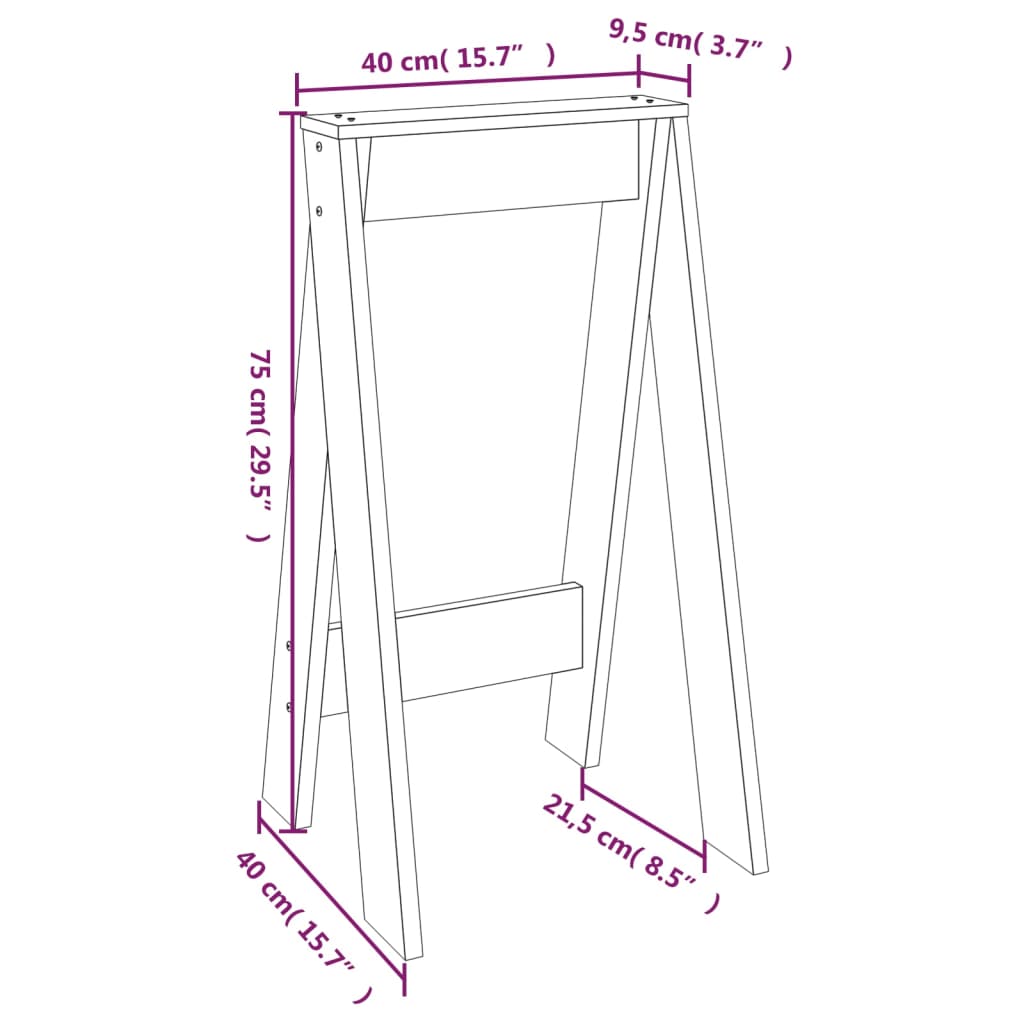 vidaXL Σκαμπό 2 Τεμ. Μαύρα 40x40x75 εκ. από Μασίφ Ξύλο Πεύκου