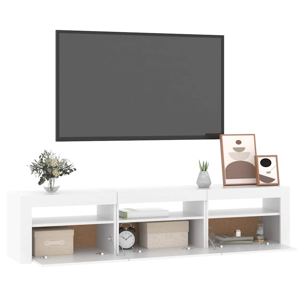vidaXL Έπιπλο Τηλεόρασης με LED Λευκό 180 x 35 x 40 εκ.