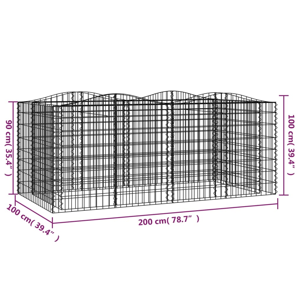 vidaXL Συρματοκιβώτιο Τοξωτό 200x100x100 εκ. από Γαλβανισμένο Σίδερο