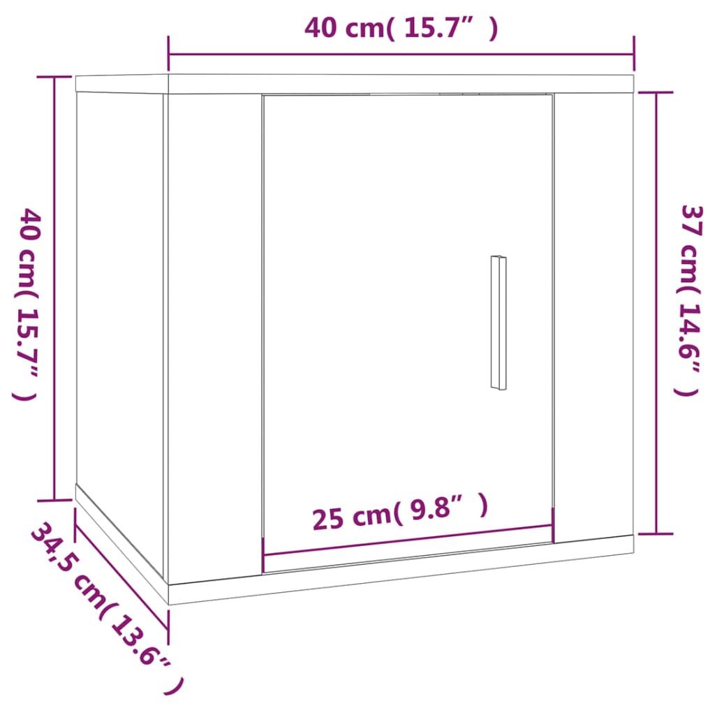 vidaXL Έπιπλο Τηλεόρασης Επιτοίχιο Καφέ Δρυς 40x34,5x40 εκ.