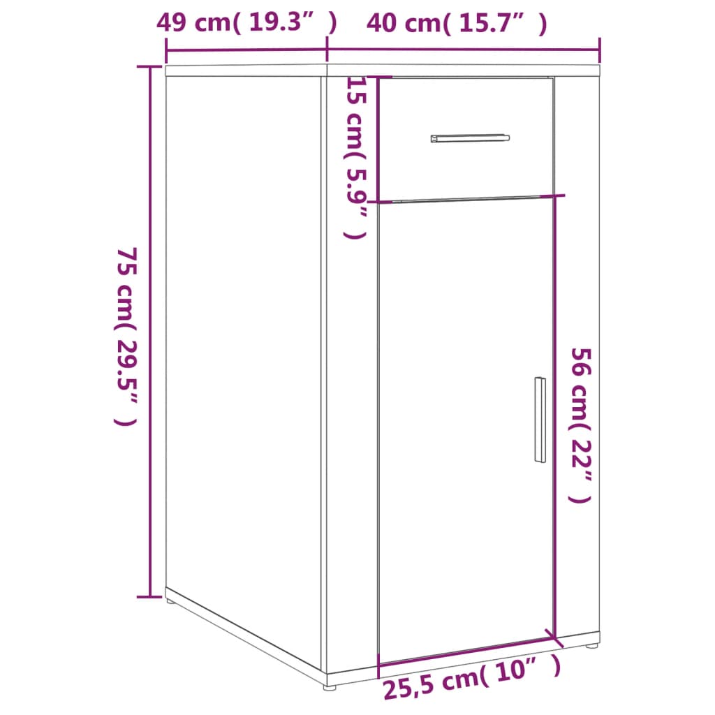 vidaXL Ντουλάπι Γραφείου Καπνιστή Δρυς 40x49x75 εκ. Επεξεργ. Ξύλο