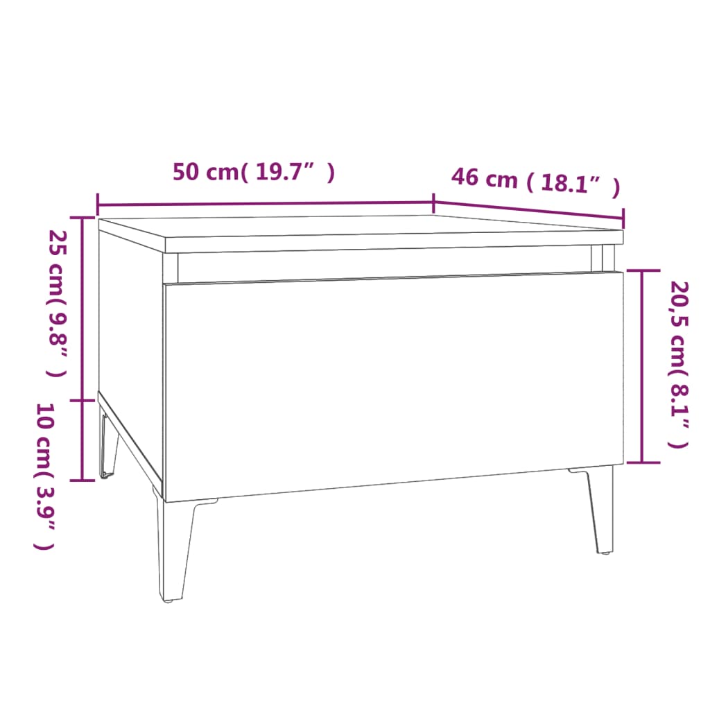 vidaXL Τραπέζι Βοηθητικό Γκρι Σκυροδ. 50x46x35 εκ. Επεξεργασμένο Ξύλο